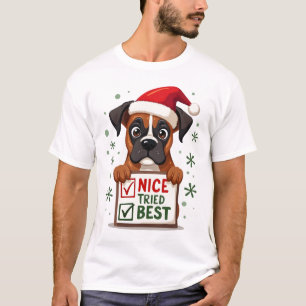 Camiseta Caixa de cachorro fofo de Natal Legal Tentei o meu