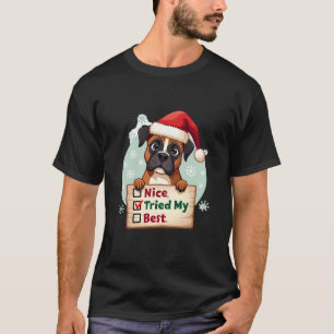 Camiseta Caixa de cachorro fofo de Natal Legal Tentei o meu