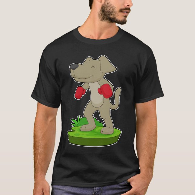 Camiseta Caixa de cachorro Luvas de boxe Boxer (Frente)