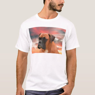 Camiseta Caixa de Cão Boxer Adorável Pintura a Óleo em Aqua
