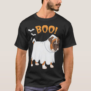 Camiseta Caixa de Cão Boxer Vestida de Fantasma Halloween E