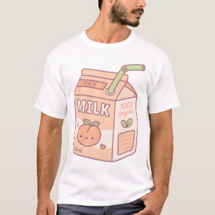 Camiseta Caixa de Cartão de Leite de Pêssego Cinto