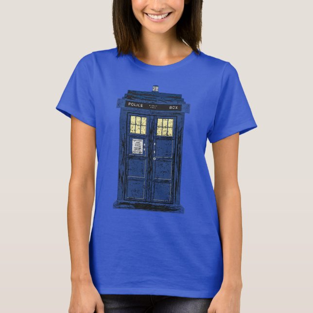Camiseta Caixa de Chamada Pública da Polícia Azul - Viagem  (Frente)