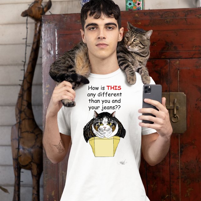 Camiseta Caixa de Gatos Engraçado Chubby Tabby (Criador carregado)