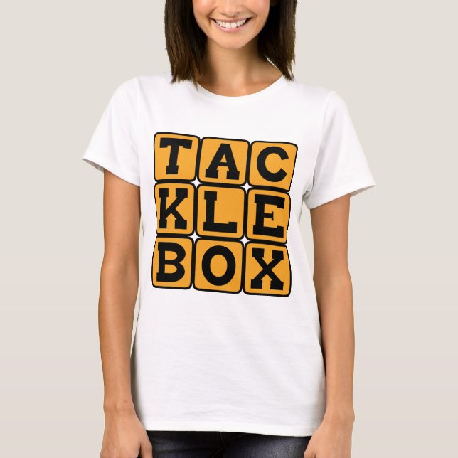 Camiseta Caixa de Iscas, Kit de Ferramentas do Pescador (Frente)