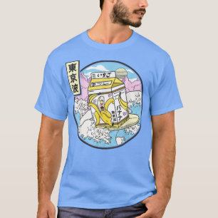 Camiseta Caixa de Leite de Banana do Surfe Japão Wave Kawai