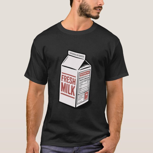 Camiseta Caixa de Leite Fresco Retro Comida Divertida (Frente)