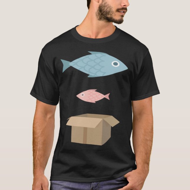 Camiseta Caixa de papelão de peixe grande (Frente)