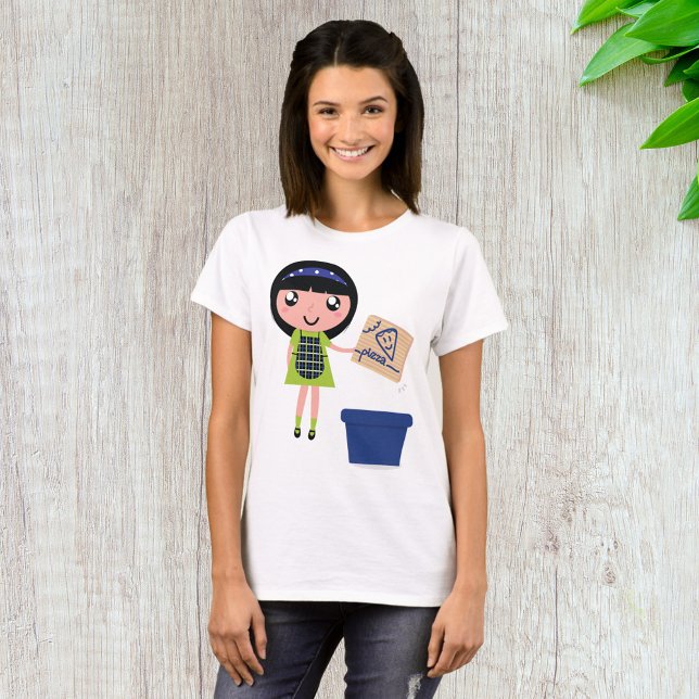 Camiseta Caixa de pizza Reciclagem de garota divertida eco- (Criador carregado)