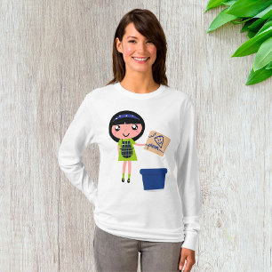 Camiseta Caixa de pizza Reciclagem de garota divertida eco-