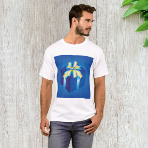 Camiseta Caixa de Presente Azul com Fita Amarela e Aqua