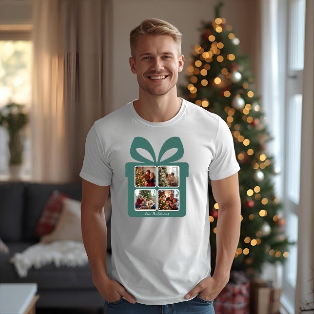 Camiseta Caixa de Presente de Natal Personalizada com Foto  (Criador carregado)