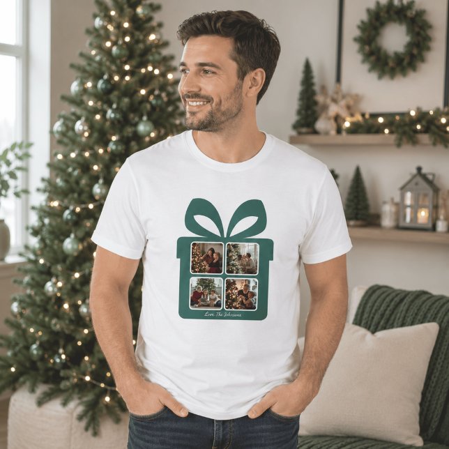 Camiseta Caixa de Presente de Natal Personalizada com Foto  (Criador carregado)