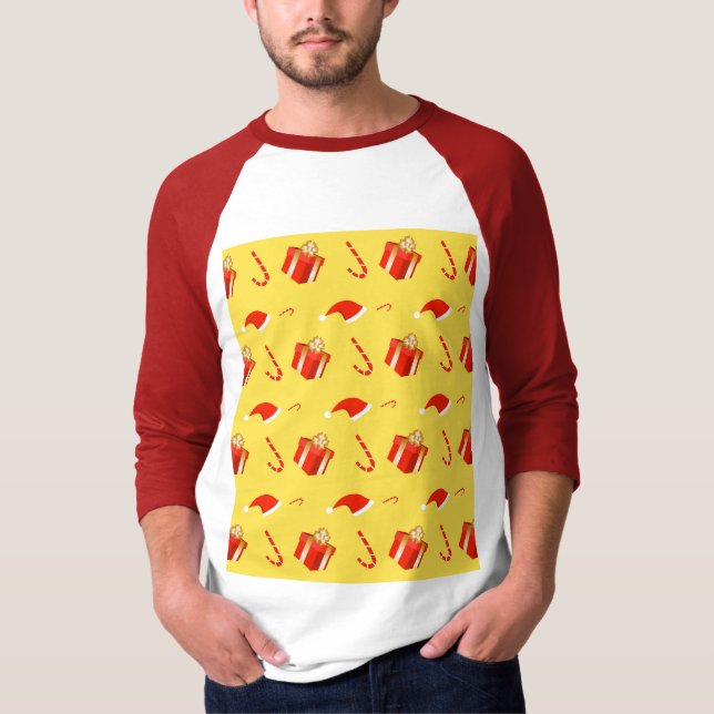 Camiseta Caixa de presentes de Natal Cana de chocolate (Frente)