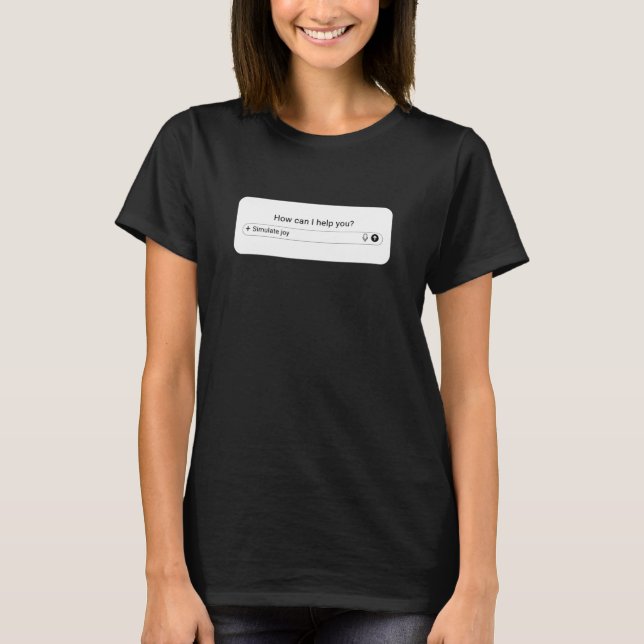 Camiseta Caixa de Prompt de IA Simular Alegria (Frente)