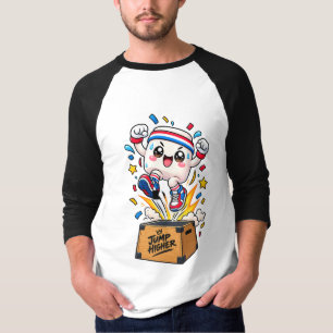 Camiseta Caixa de Salto de Fitness de Mascote Branco Fofo C