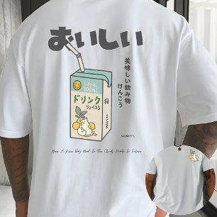 Camiseta Caixa de Suco de Limão Kawaii Gato Estética Japone