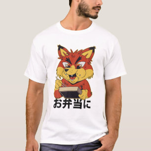 Camiseta Caixa de Sushi - Raposa de Anime Kawaii Cuta - Aes