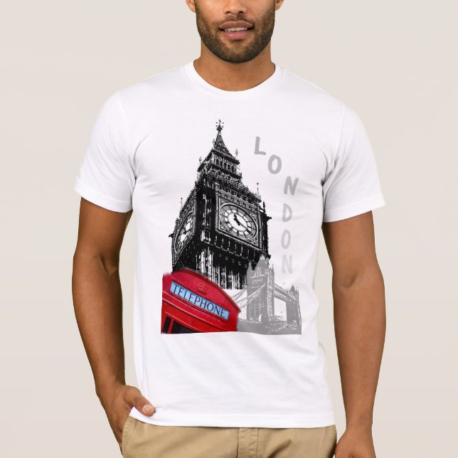 Camiseta Caixa de Telefone Vermelho Moderno em Londres Gran (Frente)