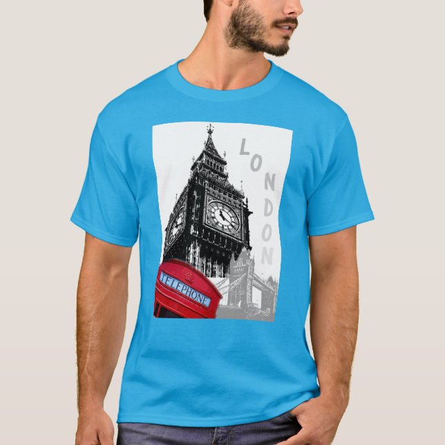 Camiseta Caixa de Telefone Vermelho Moderno Pop de Arte Lon (Frente)