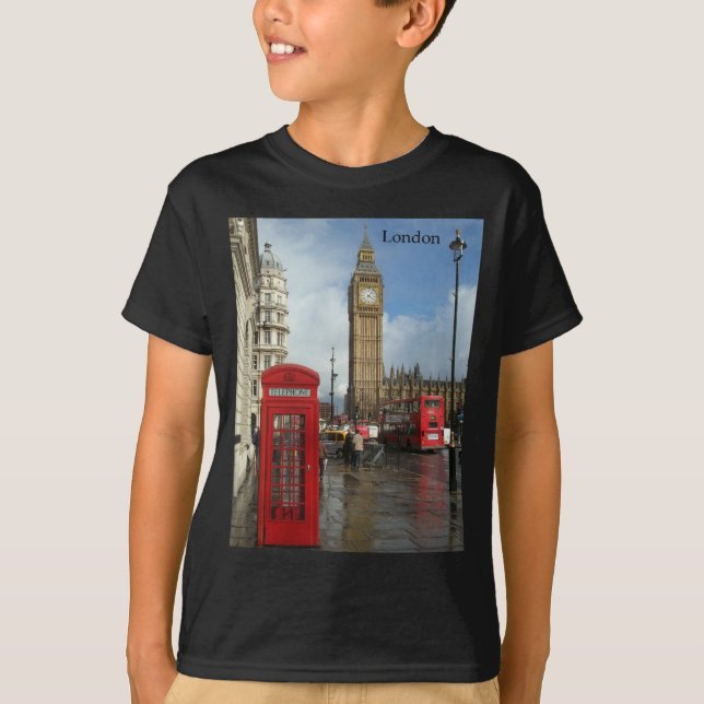 Camiseta Caixa do telefone de Londres & Big Ben (St.K) (Frente)