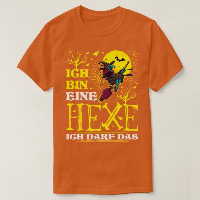 Camiseta Caixa Eine Hexe Ich Darf Das Lustiges Halloween (Frente do Design)