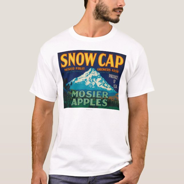 Camiseta Caixa LabelMosier de Apple do boné da neve, OU (Frente)