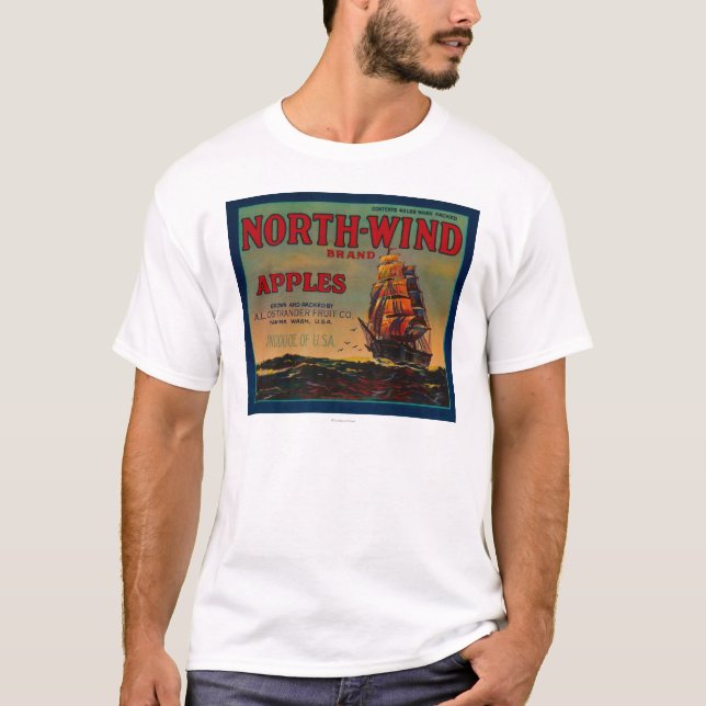 Camiseta Caixa LabelYakima de Apple do vento norte, WA (Frente)