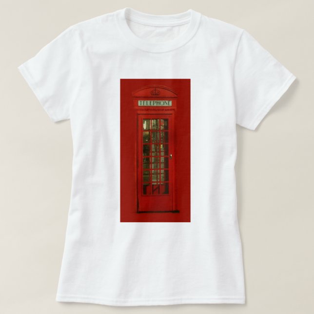 Camiseta Caixa telefônica vermelha Vintage (Frente do Design)