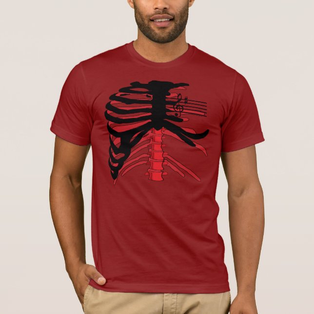 Camiseta Caixa torácica (vermelho/preto) (Frente)