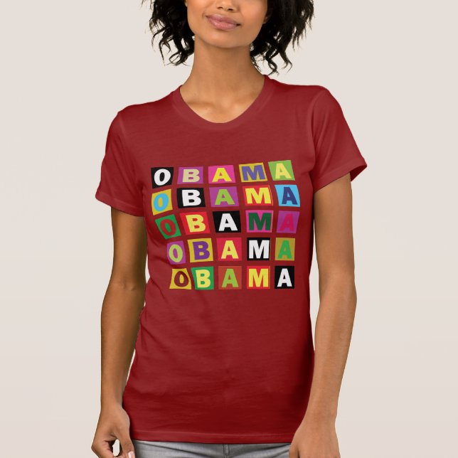 Camiseta Caixas de cores do arco-íris de Obama (Frente)