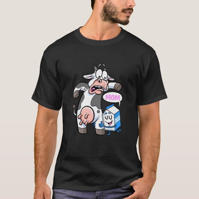 Camiseta Caixas de Leite de Vaqueira Chamam Vaca Mãe Leite  (Frente)