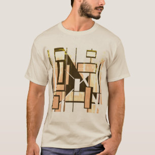 Camiseta Caixas Geométricas Castanho e Laranja Claro Design
