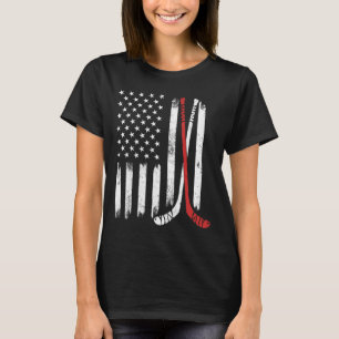 Camiseta Cajado de Hockey Antigo Bandeira dos EUA Jogador d