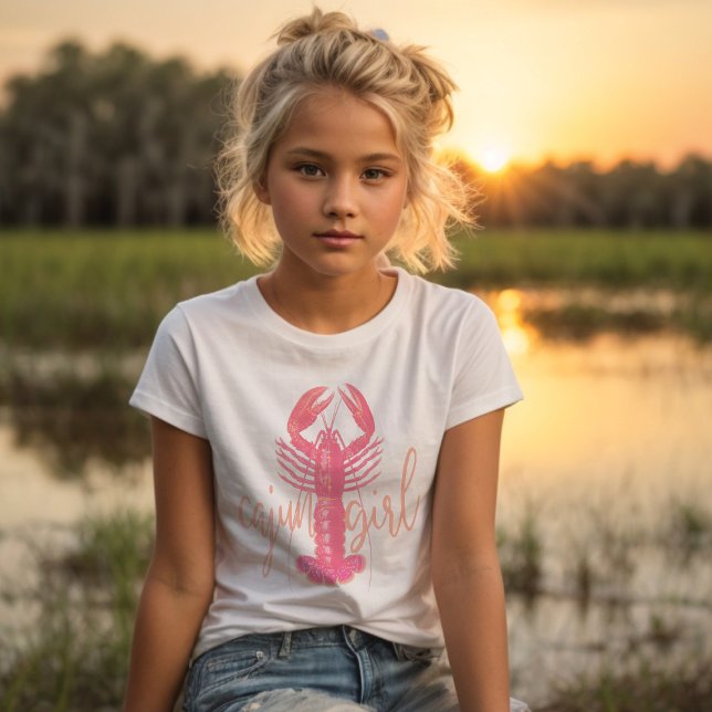 Camiseta Cajun Girl Pink and Peach rawfish South Louisiana (Criador carregado)