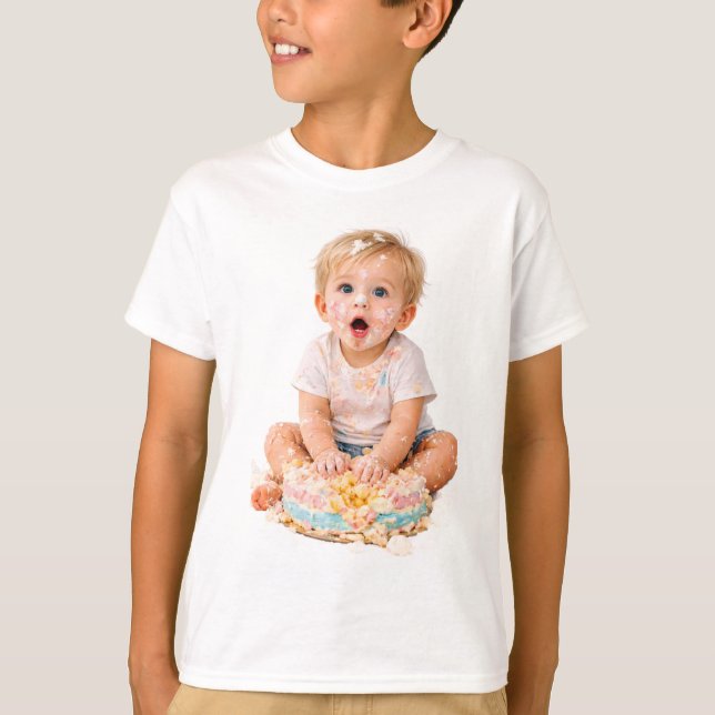 Camiseta Cake Smash Baby First Birthday T-Shirt (Frente)