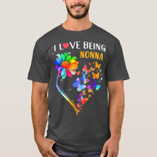 Camiseta Cakemaza I Love Be Nonna Sunflower Colorful Hea