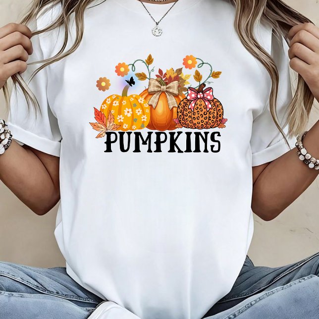 Camiseta Calabaza de leopardo con estampado floral bohemio  (Criador carregado)