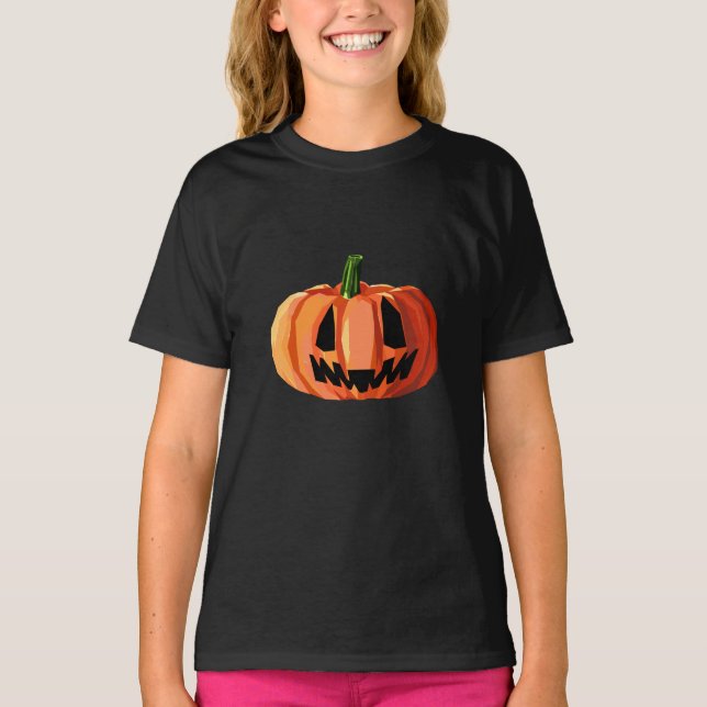 Camiseta Calabaza Jack-o’-Lantern Low Poly | Halloween  (Frente)