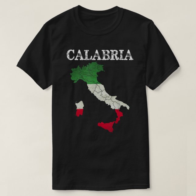 Camiseta Calabria Italia Flag Crest Itália Vintage D (Frente do Design)