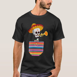 Camiseta Calaca Blanket Pocket Serape Mexicana Fiesta Cinco
