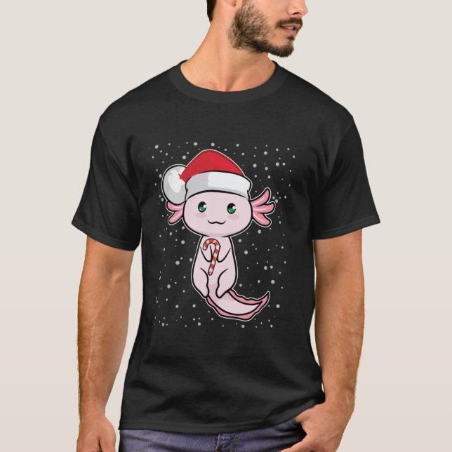 Camiseta Calamandra de Natal Bonita Axolotl Cane Engraçado (Frente)