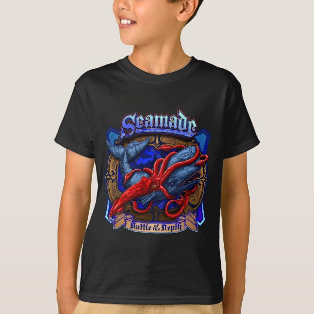 Camiseta Calamar gigante de Seamade contra o design da (Frente)