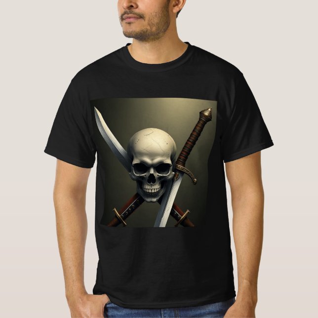Camiseta Calavera y Espadas: Diseño Rebelde (Frente)
