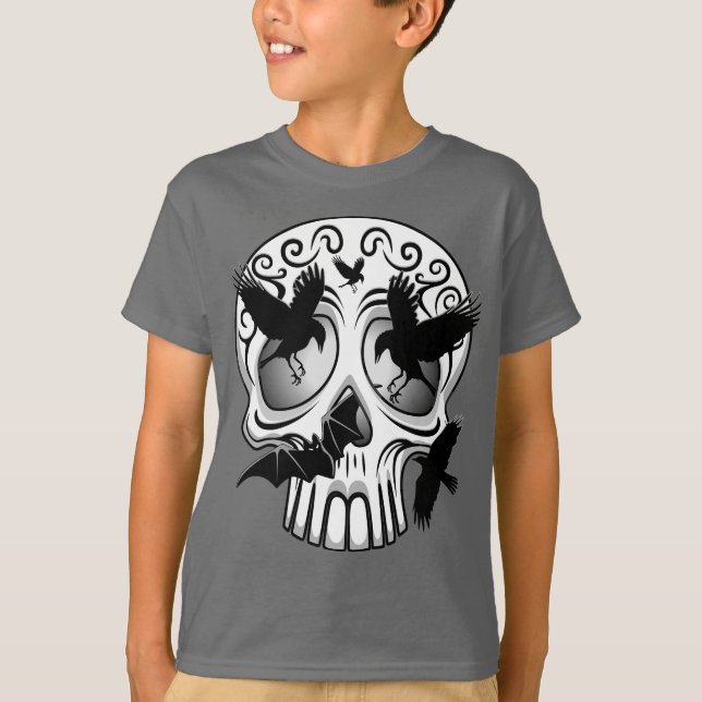 Camiseta Calaveras Decorativas do Halloween (Frente)