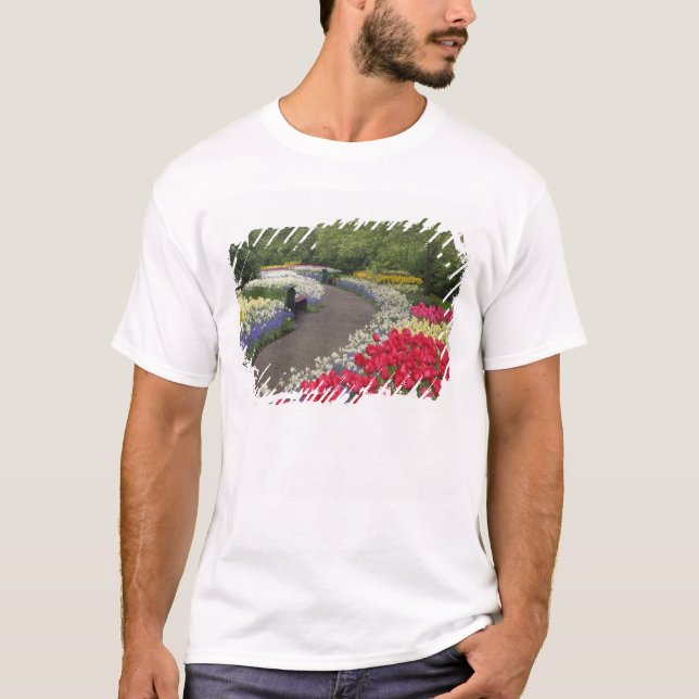 Camiseta Calçada através de tulipas, narcisos e (Frente)