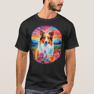 Camiseta Calçadela Corada Flor Colorida Montanha Sunset