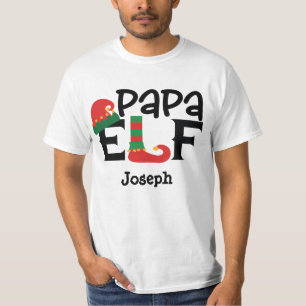 Camiseta Calçado Elf Papa Elf Adicionar Nome Personalizado