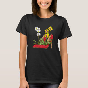 Camiseta Calçados de alto salto Plantas Orquídeas Floristas