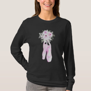 Camiseta Calçados de Balé Floral de Ballerina Dançante